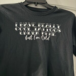 Long Sleeve Black Cotton Tattoos Cold Shirt Small Women